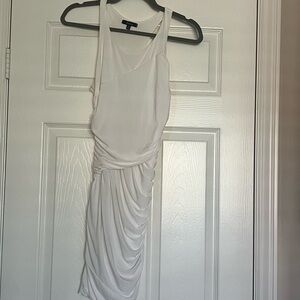 Soprano White Draped Mini Dress